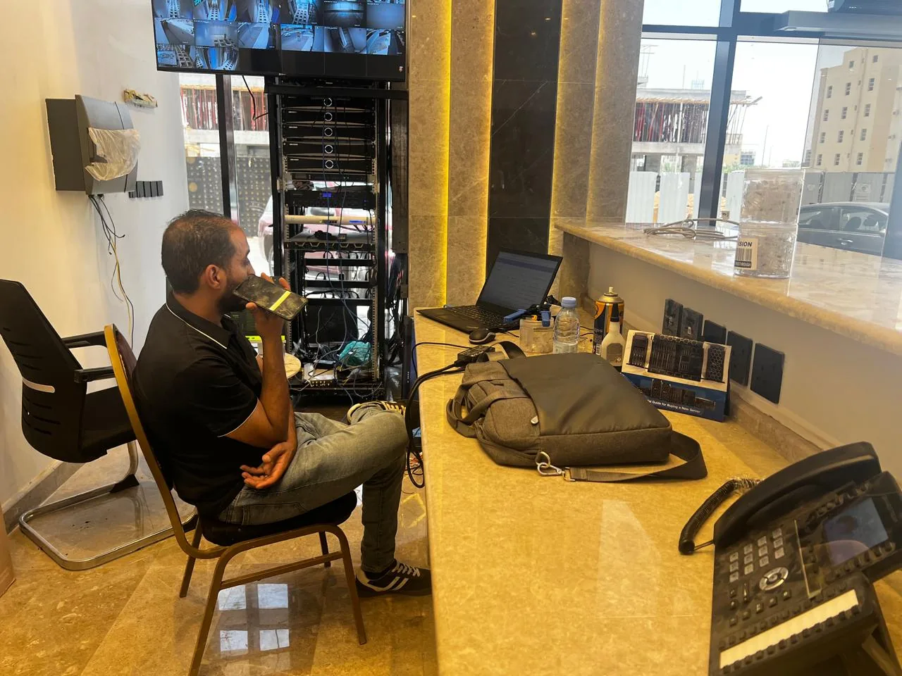 Jubail workforce-accommodation reference depicting on-Site Headend Rack Installation and Testing - Al Meaqat Plaza Madinah