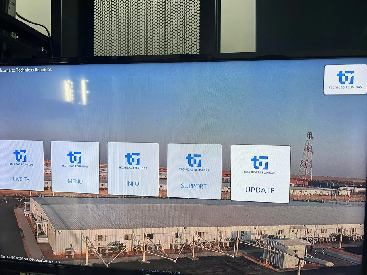 Jubail workforce-accommodation reference depicting tecnicas Reunidas IPTV Welcome Interface - Tecnicas Reunidas Labour Camp